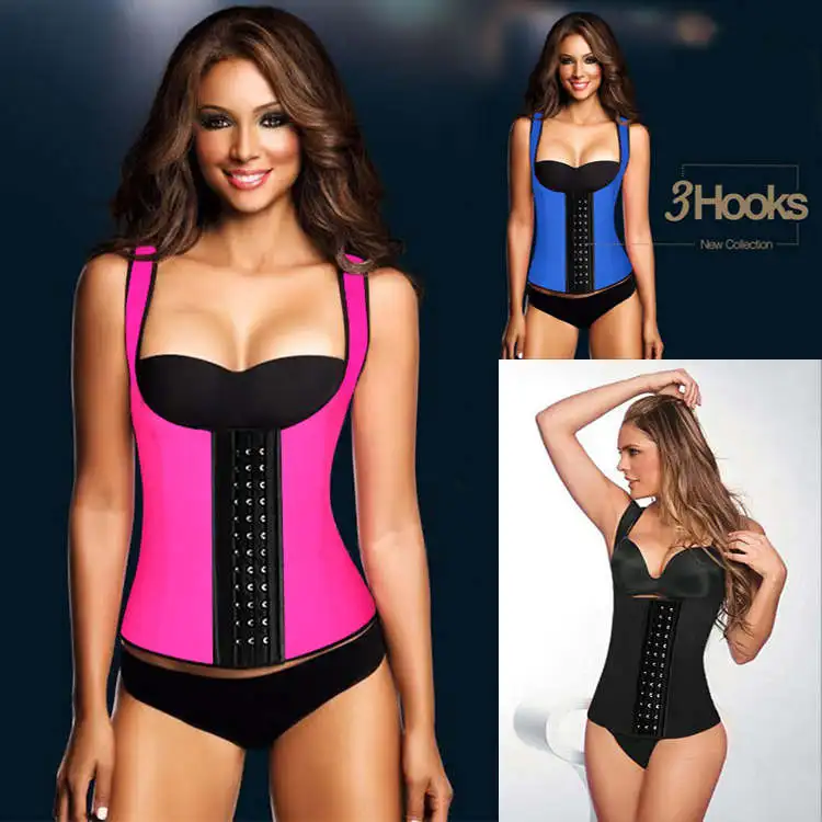 

Factory Wholesale Full Bodyshaper 100% Latex 3 Strong Hook Women Waist Trainer Corset Cincher, As picture showed