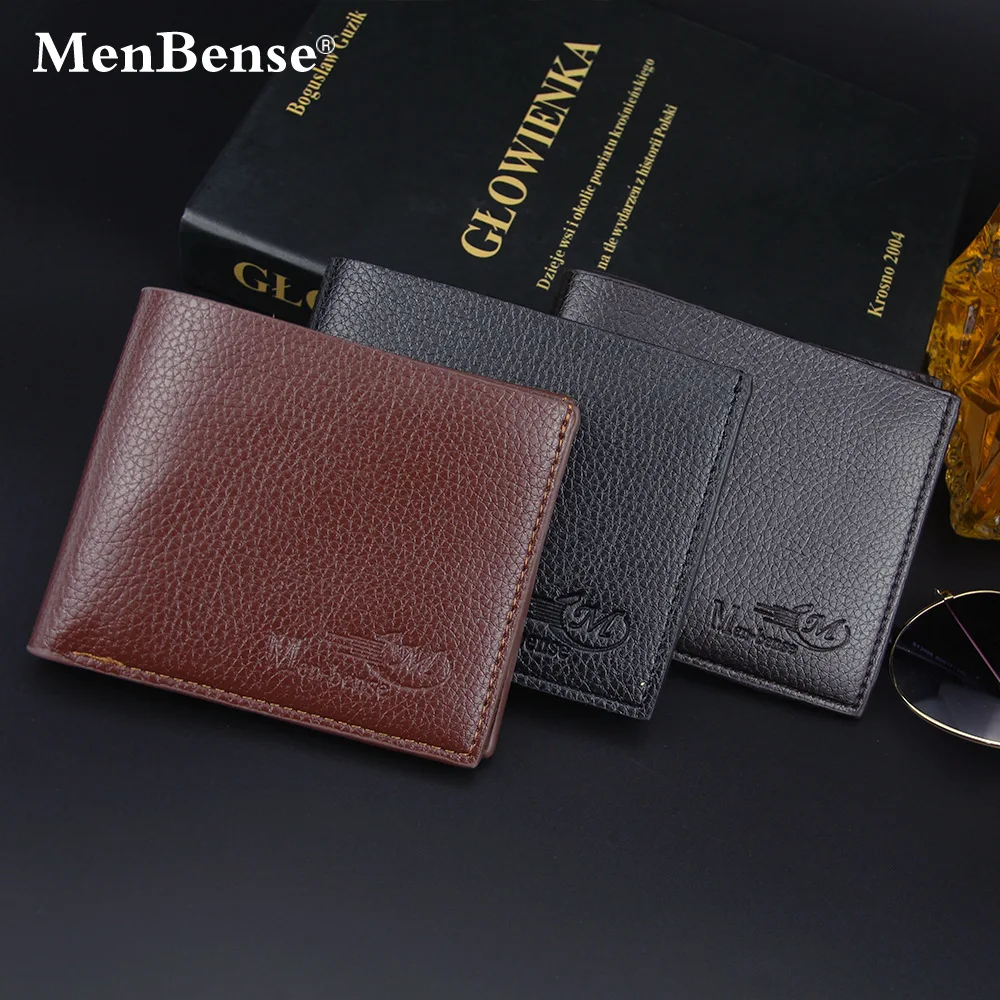 

Men Leather Wallet Short Slim Male Purses Money Clip Credit Card