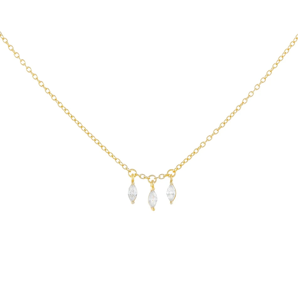

dainty 925 sterling silver fashion jewelry 18k gold plated fine teardrop dangle choker necklace for women