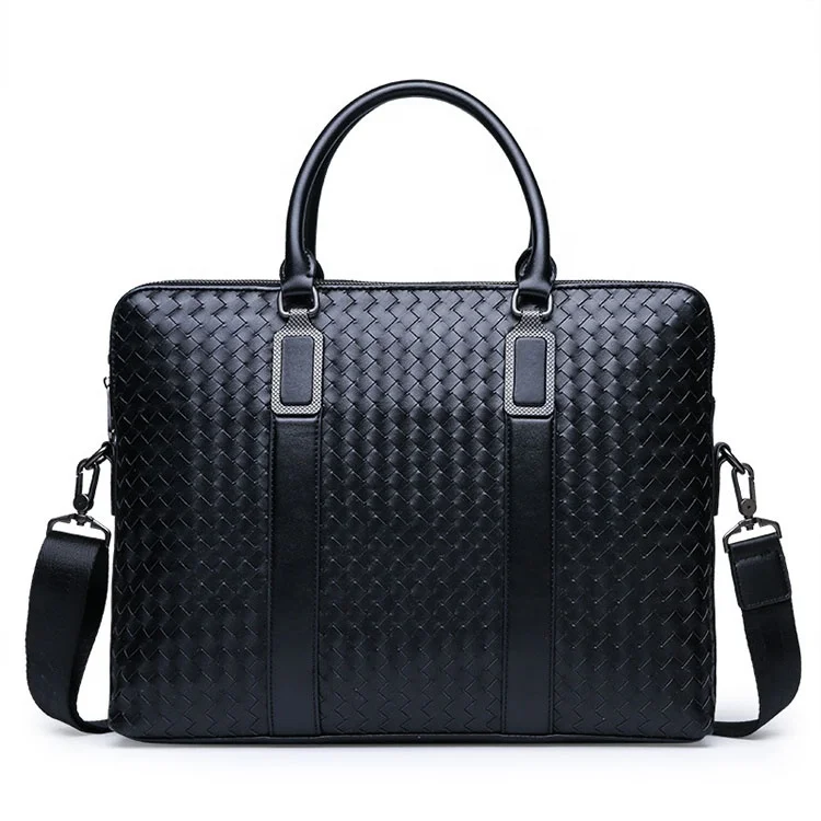

brief style hard men business leather handbag with two zipper