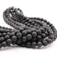 

Cheap Black Lava Rock Stone Gemstone Beads For Jewelry Making DIY Bracelet Natural Stone Bead Strand Round Gemstone Beads