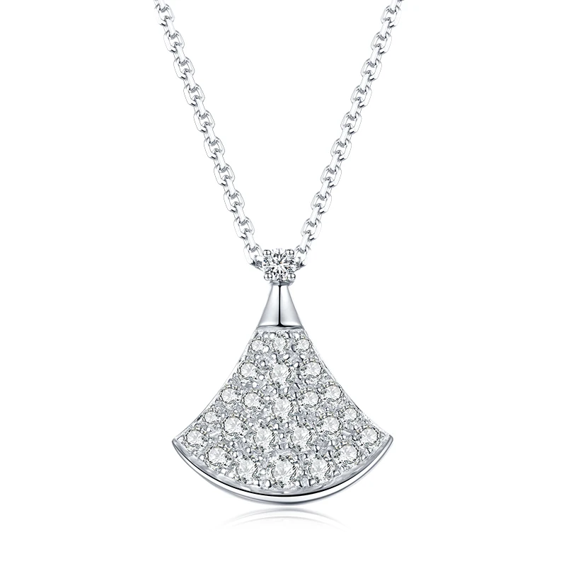 

Luxury Skirt Fan Shaped Jewelry Silver Pendant 925 Sterling Silver Necklace Charm Jewelry