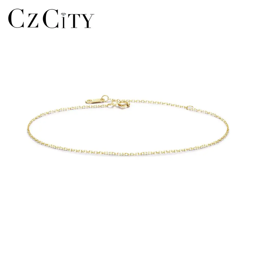 

CZCITY New Coming Real 14K Yellow Gold Link Bracelets for Women Simple Design Handmade Bracelets Jewelry