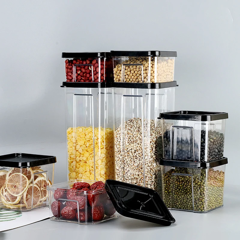 

Kitchen Refrigerator Organizer Eco Plastic Box Clear Sealed Can Transparent Tank Grain Rice Dry Food Storage Container Set
