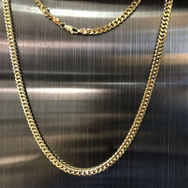

BMZ 2 years guarantee real gold IP plating solid unisex cuban chain 45/60*0.3/0.5 cm gold smooth 24 inches 18K gold cuban chains, Gold ip/pvd real gold plated