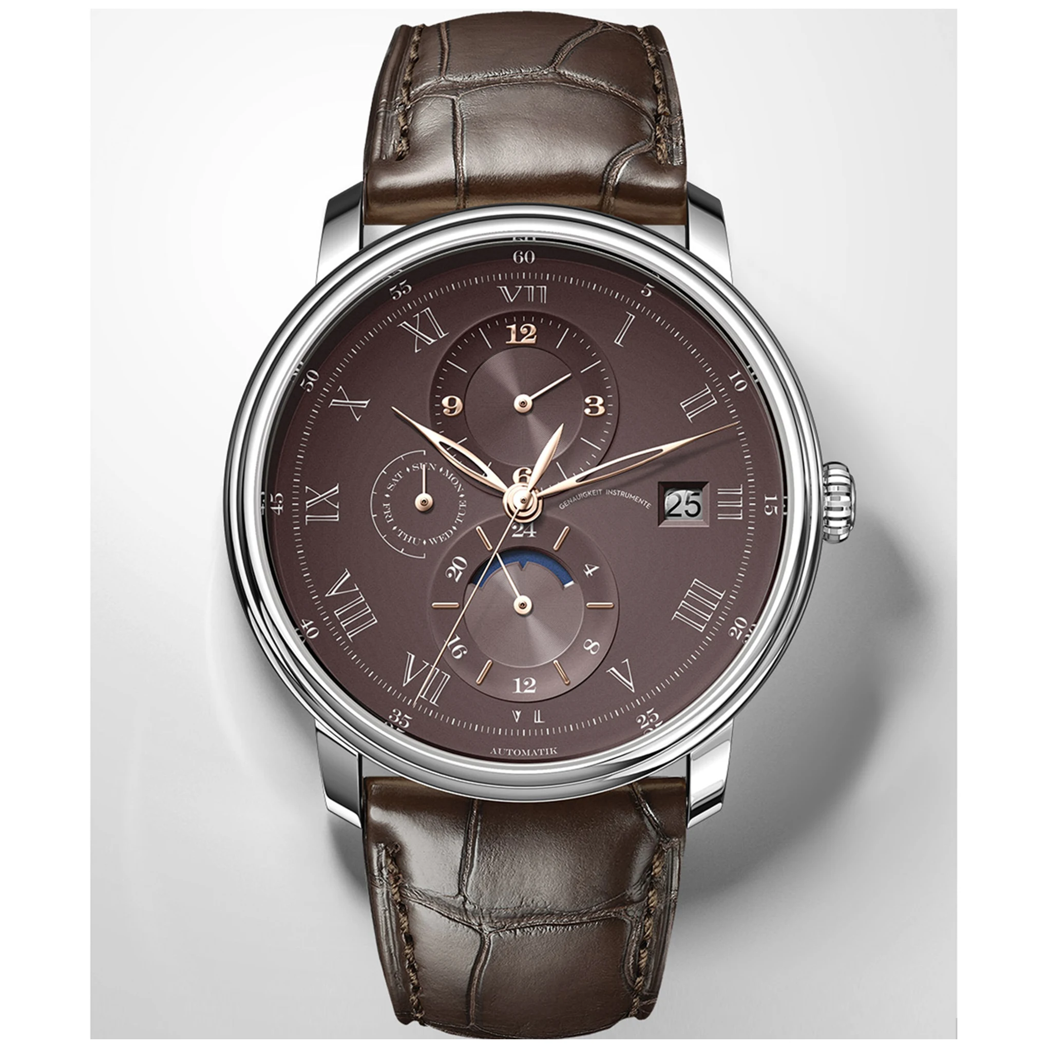 

Classic men's genuine leather strap complete calendar leisure automatic watch