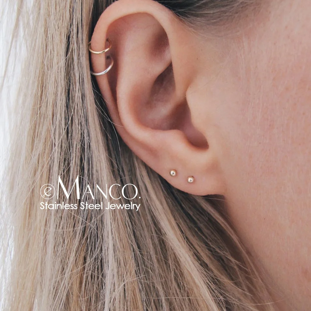 

eManco Luxury Layer Set Of Earring For Women Stainless Steel Gold Plated Earrings Ear Buckle Trendy Jewelry Wholesale