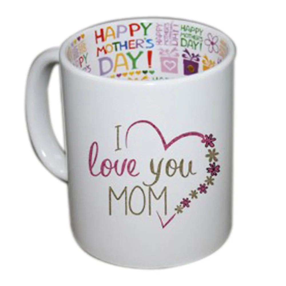 

External Blank Custom Design Happy Mothers Day Birthday Inner Colorful 11oz Sublimation Mug Personalized Ceramic Mug, Design inner,4 subjects