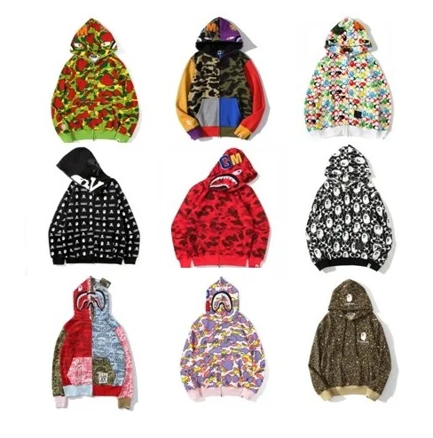 

BAPE In Stock Bape Jacket Ape Men And Women Camouflage Zip Up Hoodie Casual Glowing Jacket, Picture shows