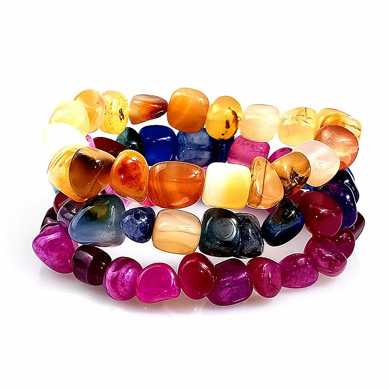 

Wholesale Natural Blue Irregular Stones Yoga Bracelet Pulseras Women Men Chakra Jewelry Healing Tumbled Stones Bracelet