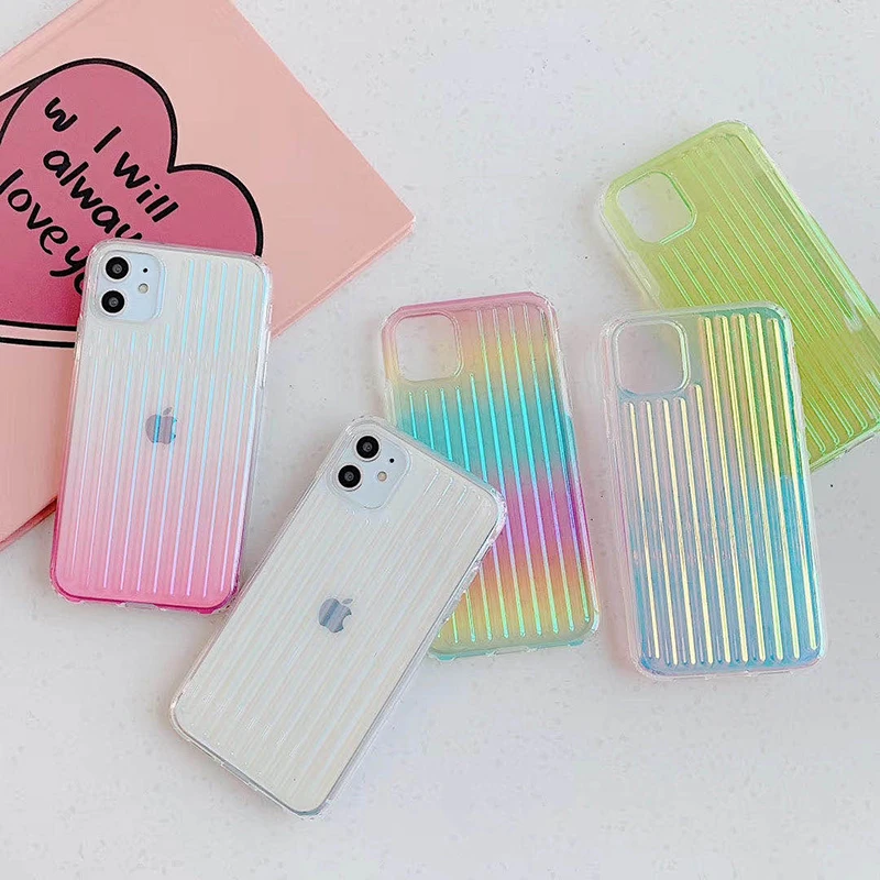 

2020 New Arrival Colorful PC + TPU Shiny luggage Case Grain Phone Case for iPhone