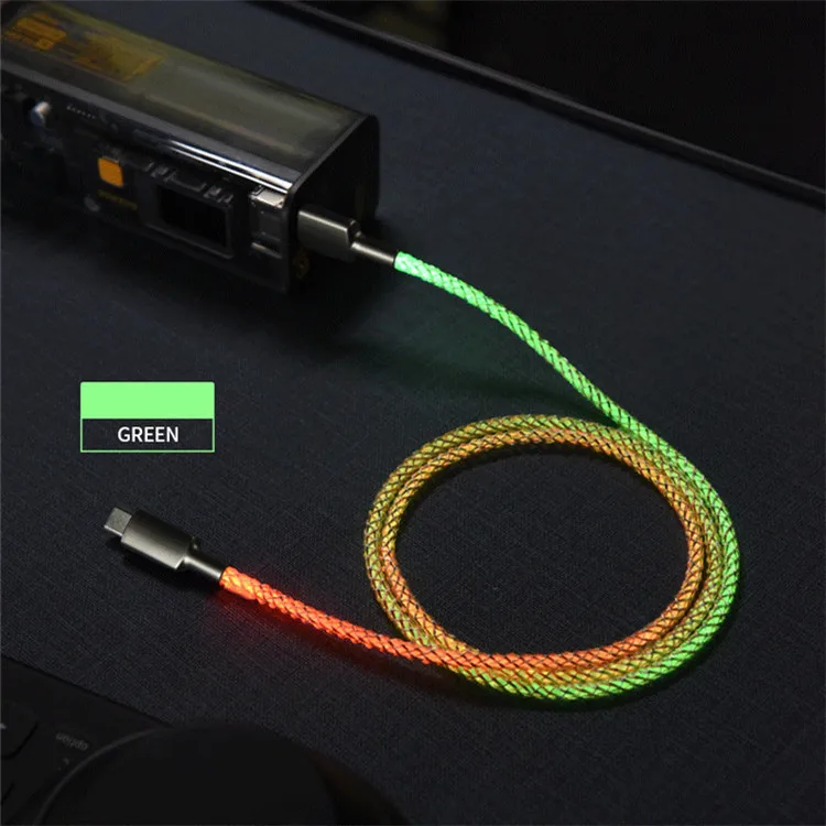 

Hot Sale USB Mobile Phone Charger Cable Type-C Data Transfer LED Charging Cable for iPhone for Samsung for Redmi Mobile Phones, Multicolor