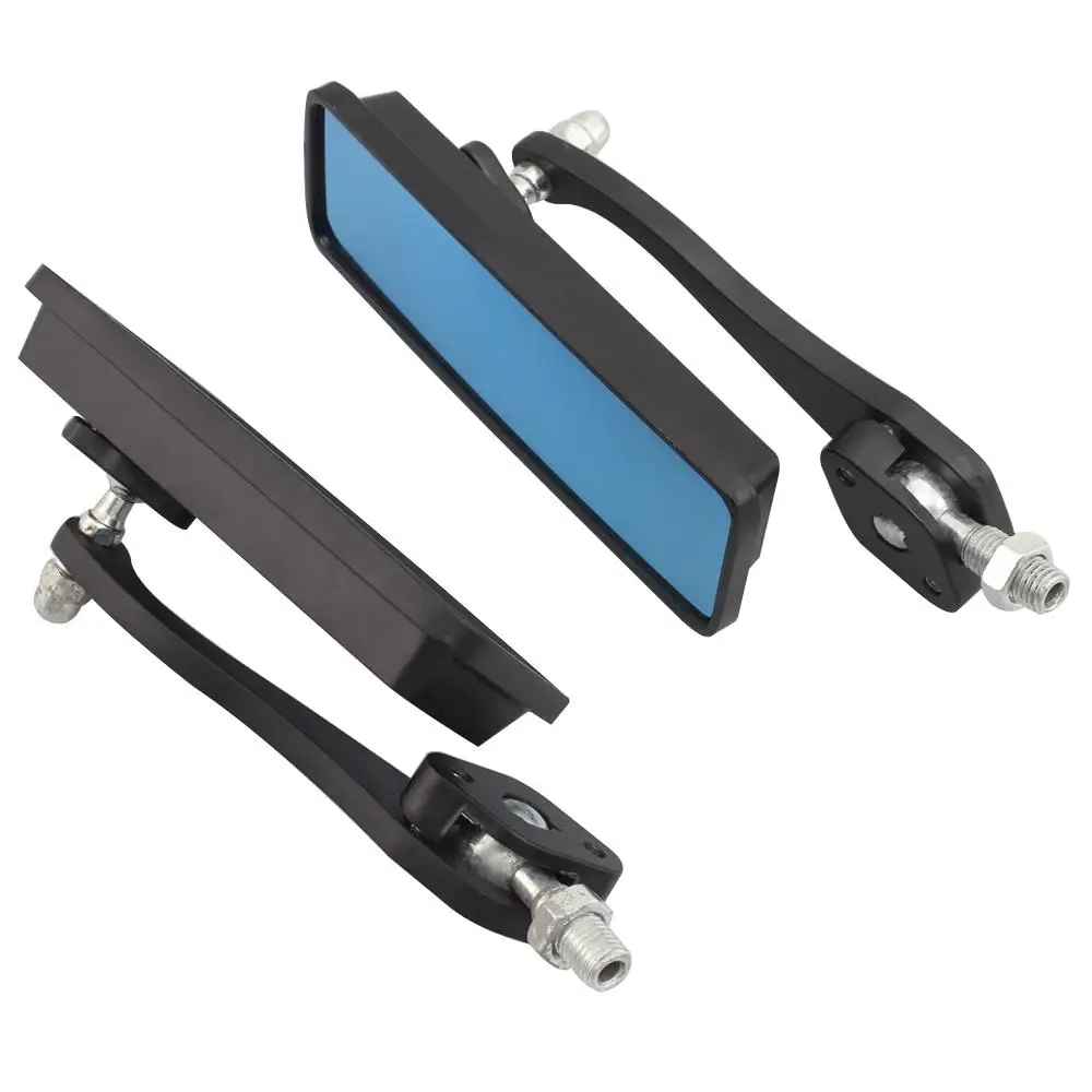 Black Anti Glare Rectangle Rearview Handlebar Mount Side Mirrors 8MM 10MM For Cafe Racer Bobber Chopper Motorcycle Parts