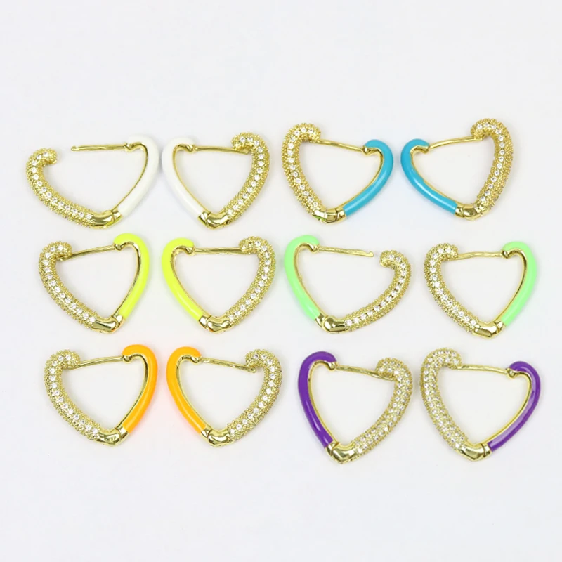 

2021 new ! Enamle earrings Summer colors wholesale jewelry heart earrings jewelry accessories Rainbow jewels for women 51507