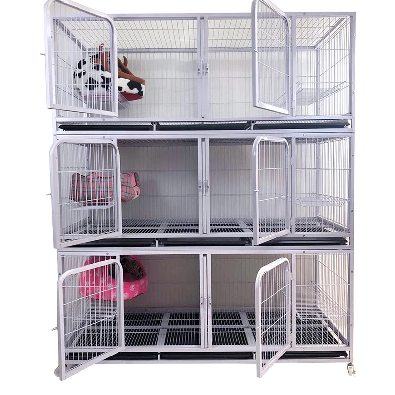 

3-storey 6-door breeding square-tube steel wire animal cage dog metallic cage