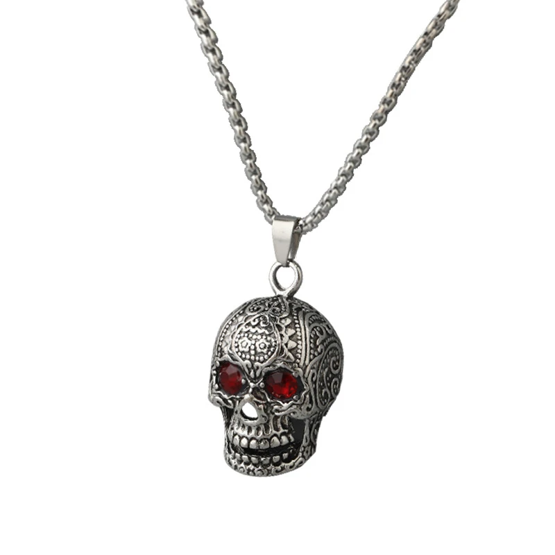 

Fashion Simple Hip Hop Jewelry Necklace Skulls Evil Eyes Personalized Stainless Steel Necklace Pendant Gothic wholesale items, Silver color