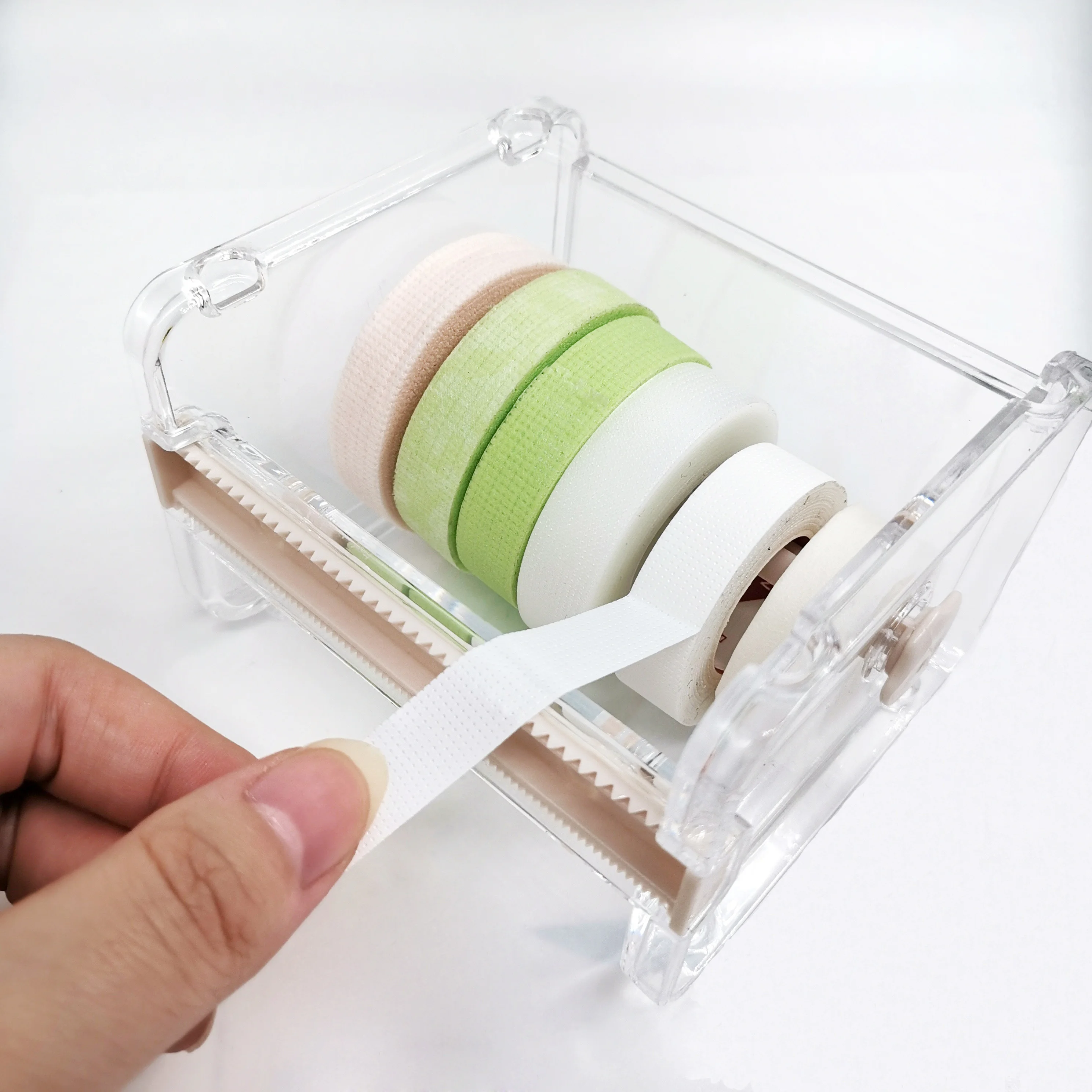 

Tape cutter-Tape storage box for 6 pieces of tapes, Transparent