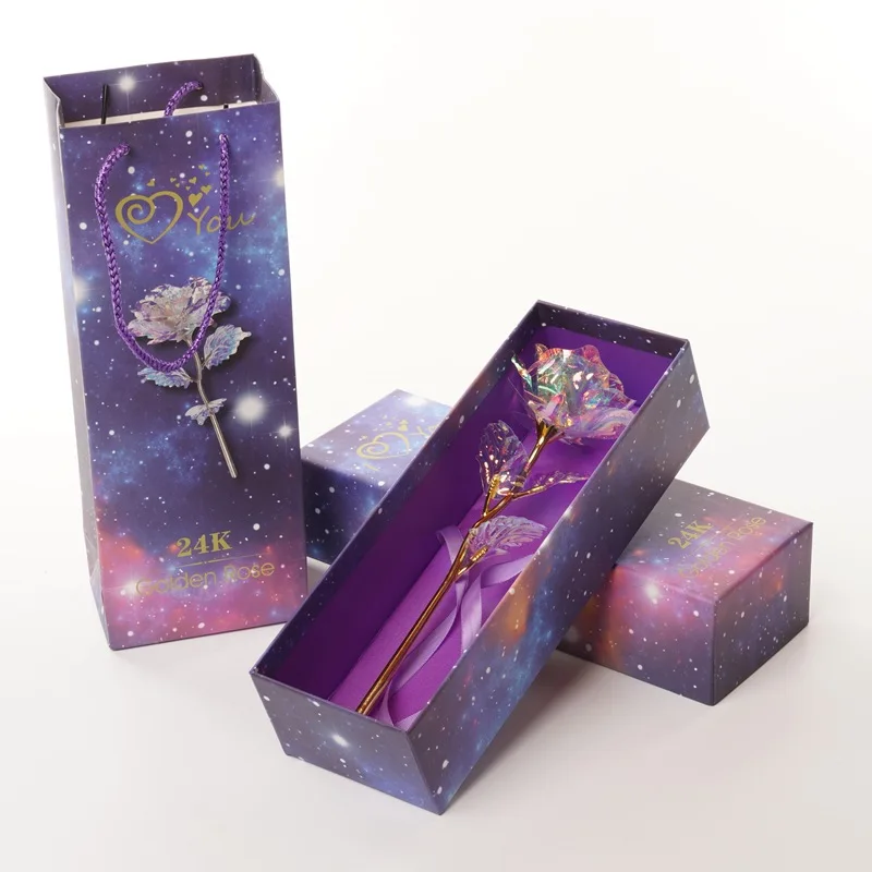 

M298 Valentines Mothers Day Gift Artificial Galaxy Rose Flower Led Light 24k Gold Galaxy Rose With Gift Box Galaxy Rose For Her