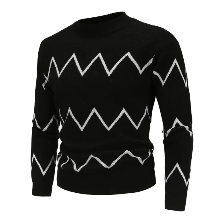 

TMW high quality wholesale fall loose men's pullover plain sweater 100% cotton sweater plain men's Striped sweater