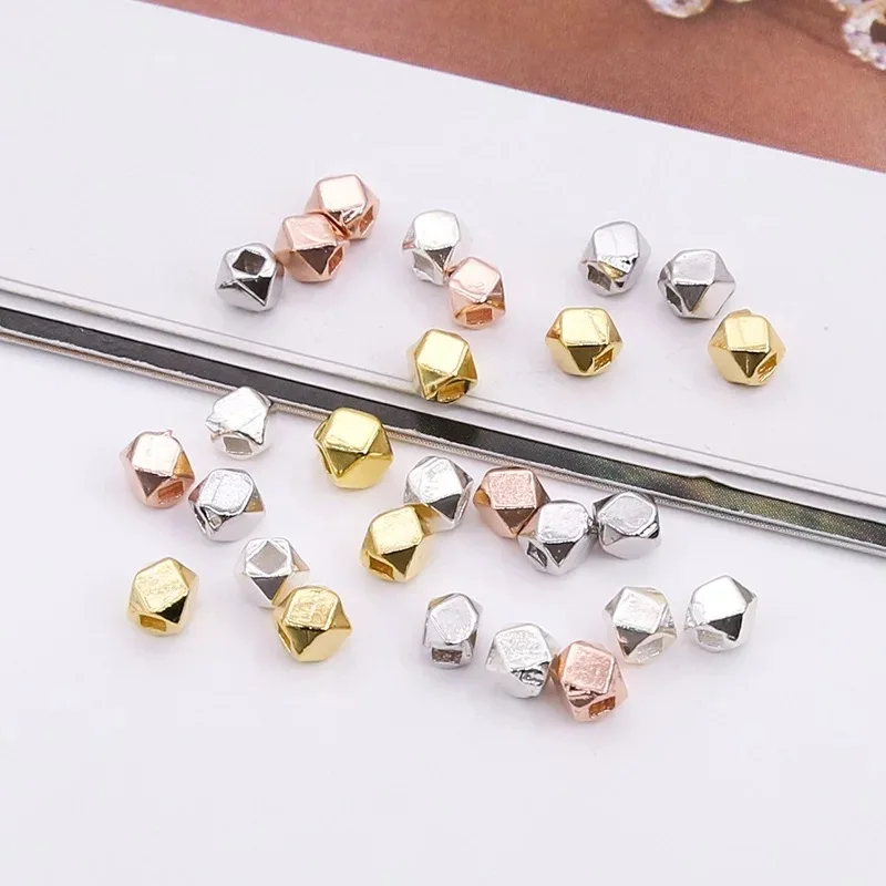 wholesale jewelry accessories findings 925 sterling silver tangent plane spacer beads gold plated beads for jewellery making