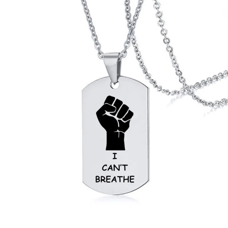 

USA Black Resist Fist I Can't Breathe Pendant Necklace Stainless Steel George Floyd Black Lives Matter Necklace Jewelry, As picture or customized