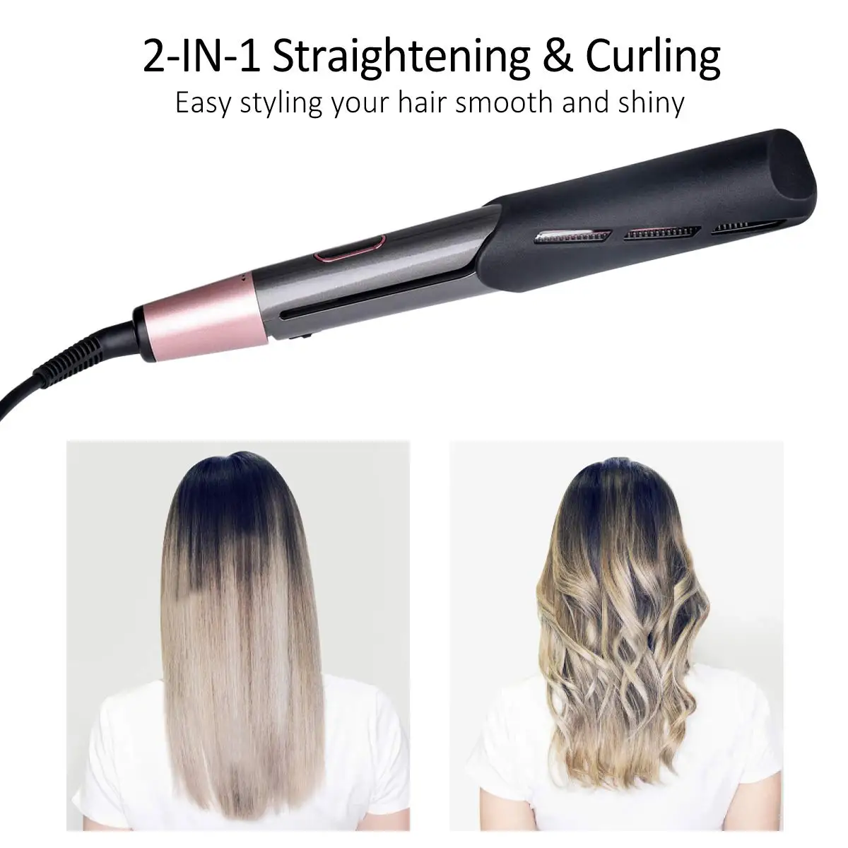 
Professional Hair straightening curly iron Dual Voltage 110V-240V Electric hair straightener curler 2 in 1 Flat iron 