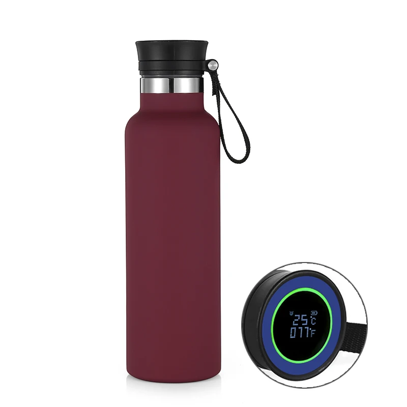 

custom design surface treatment display insulated smart water bottle temperature