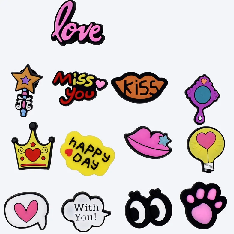 

2021 New Custom Soft Rubber PVC designer croc charms cartoon pattern LOVE Accessories RUGRATS Jibitz for Croc Shoe charms, Picture