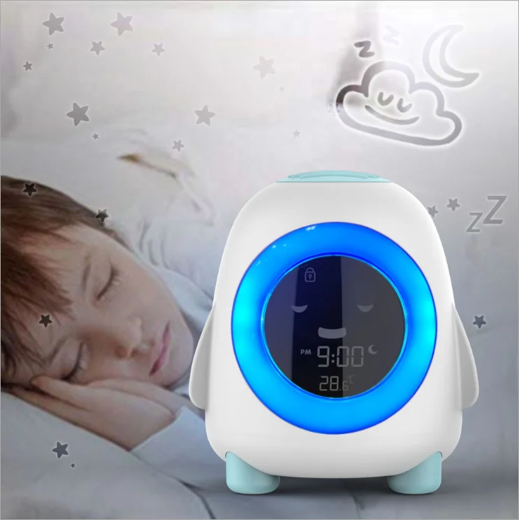 Antique Cute Shape Cartoon Baby Sleep Training Digital Alarm Clock Table Night Lights