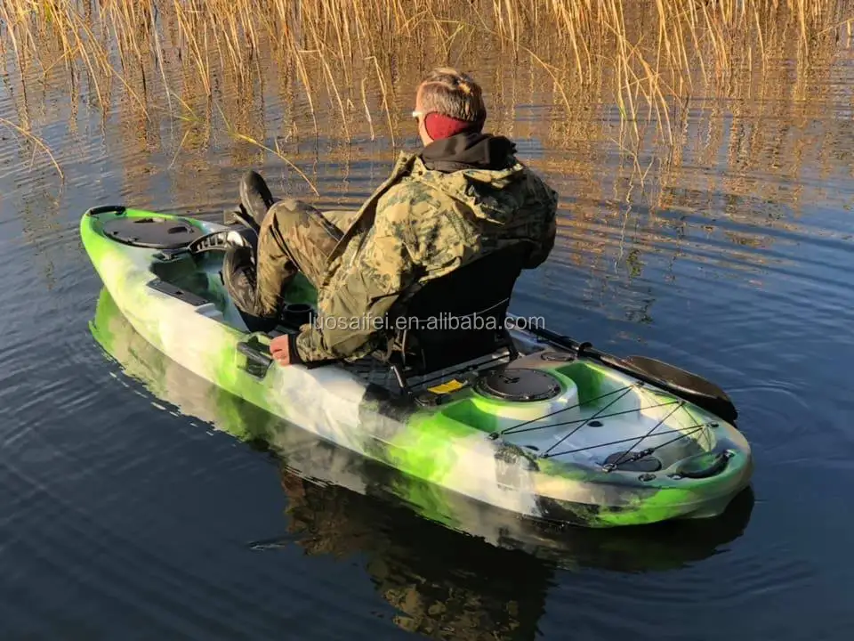 13ft Plastic Sit On Top Free Hands Foot Pedal Drive Fishing Kayak With