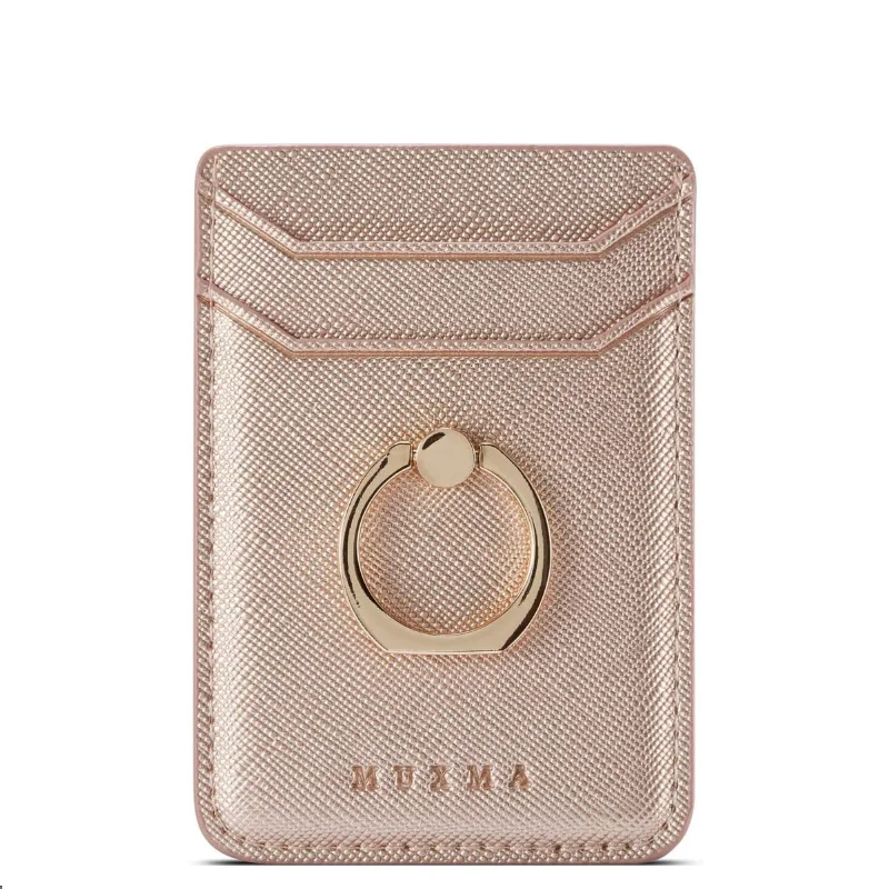 

Customise Rose gold Phone Ring Card Holder Adhesive Stick Credit Card Wallet, Pink
