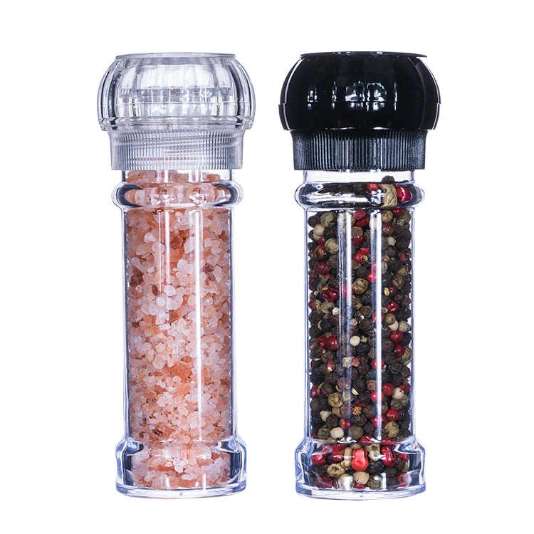 

Hot Sale Setting durability mini spice grinder salt and pepper mill grinder set, Transparent bottle