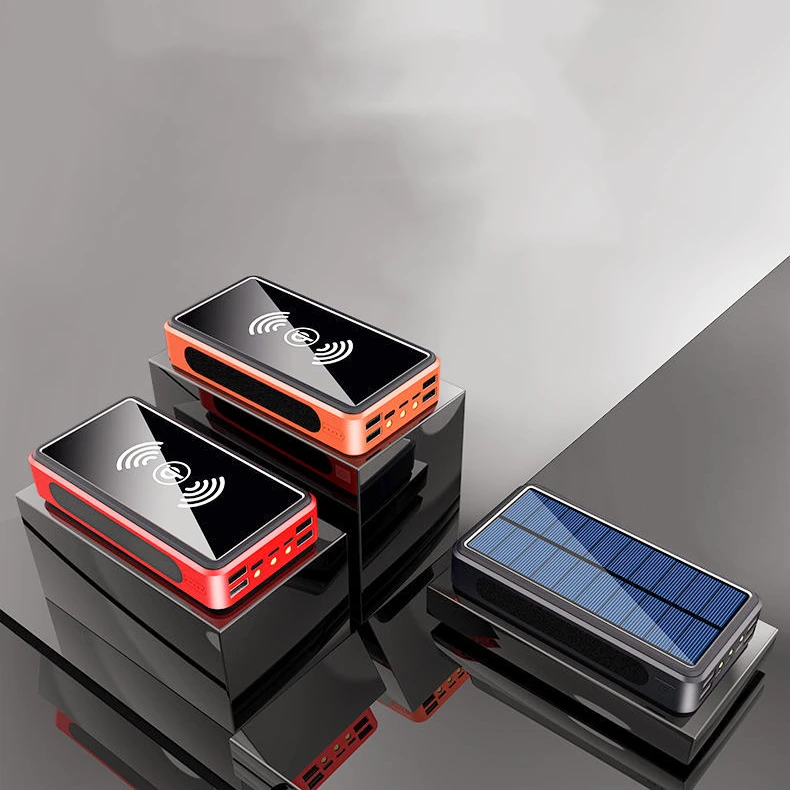 

Solar battery charger power bank 30000mah 20000mah fast charge Qi wireless solar mobile phone power bank 50000mah, Black,red,orange