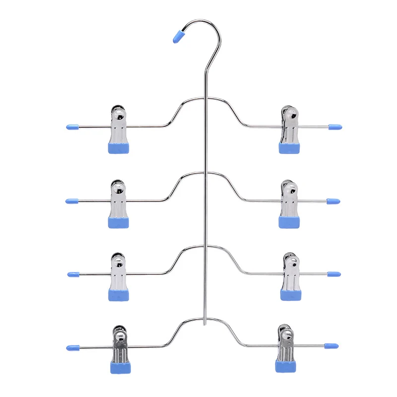 

Amazon hot selling Pretty modern metal clip flat clothes mens wholesale pants hangers, Silver