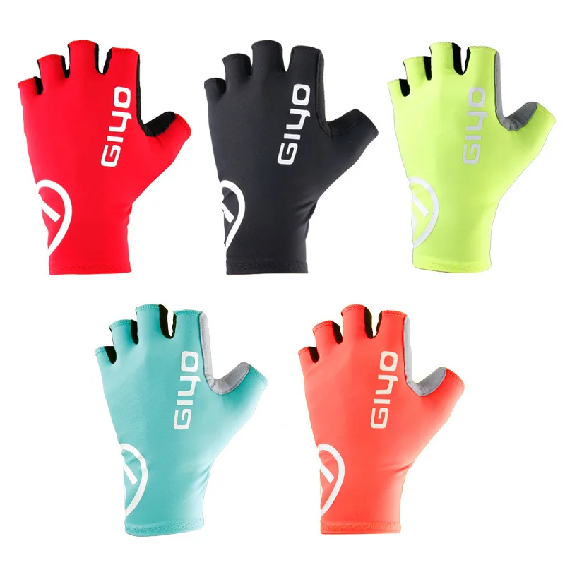 

GIYO Bicycle Gloves Gel Pad Sport Gloves Summer Biking Fingerless Anti-slip Riding Half Finger Road mountain Bike Gloves, Black, blue, yellow, red, bright red