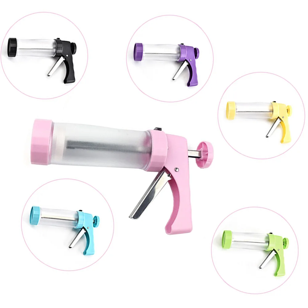 

XueXiang Plastic Cupcake Sets Nozzles Cookie Cream Piping Syringe Kit Cream Flower Mouth Squirt Gun for Cake Decorating, Black pink yellow violet green