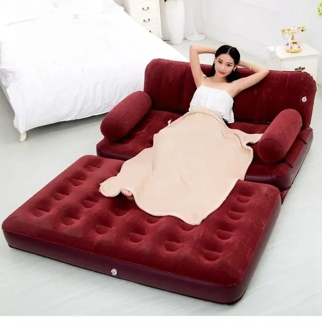 Inflatable Queen Pullout Sofa Bed Inflatable Chair Sleeper Durable