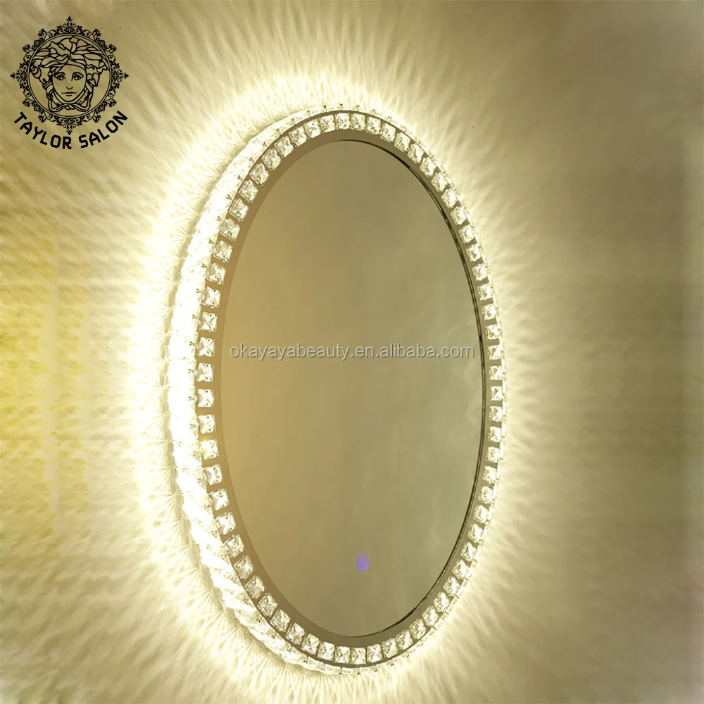 

wall mounted mirror decorative oval mirror crystal with lighted mirror, Diverse optional