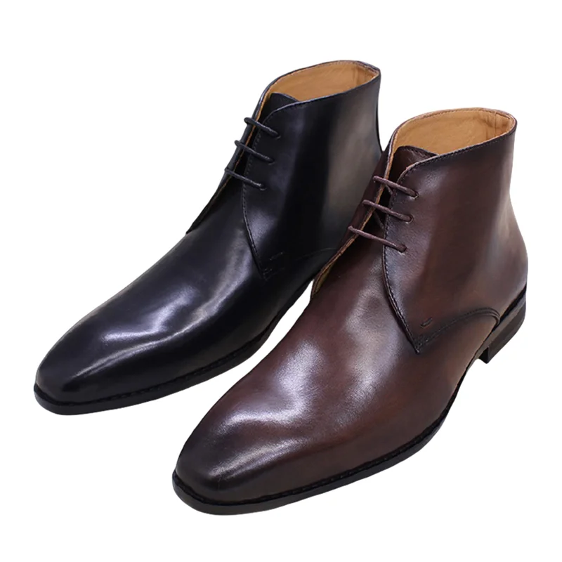 

503-10 New Arrivals Fashion Men Cowhide Martin Ankle & Bootie Pointed Handmade Genuine Leather Boots For Men Martin Boots