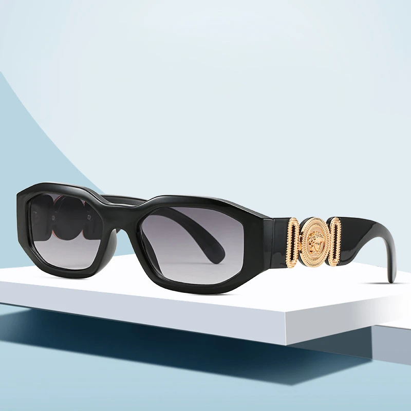 

Fashion Small Steam Punk Sunglasses Men Women 2021 New Luxury Personality Irregular Square Ladies Eyeglasses, Picture shows