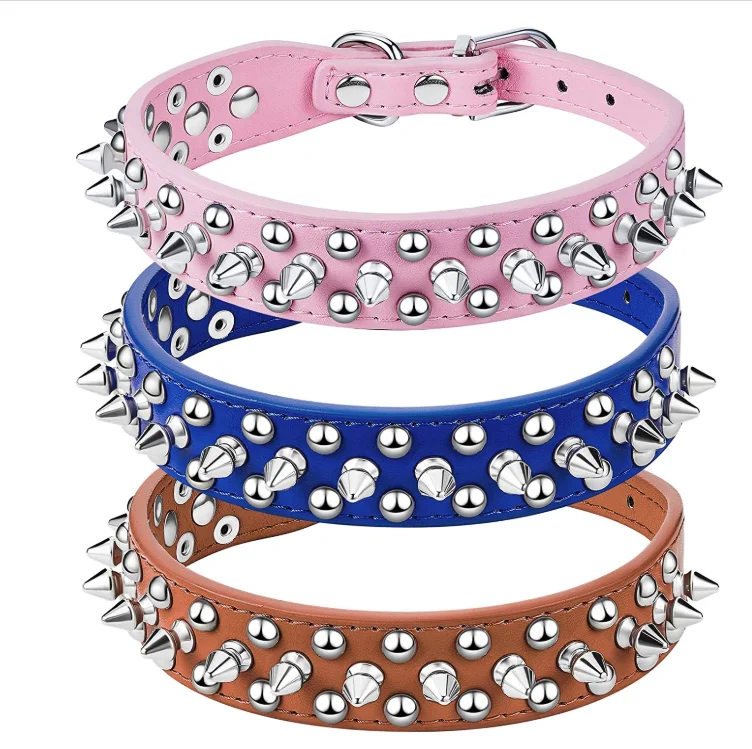 

Adjustable Rivet Spiked Studded Dog Collar Cool Dog Neck Strap Outdoor Sports Cool Pet Collar with Rivet Pets Accessories, Many colors in stock