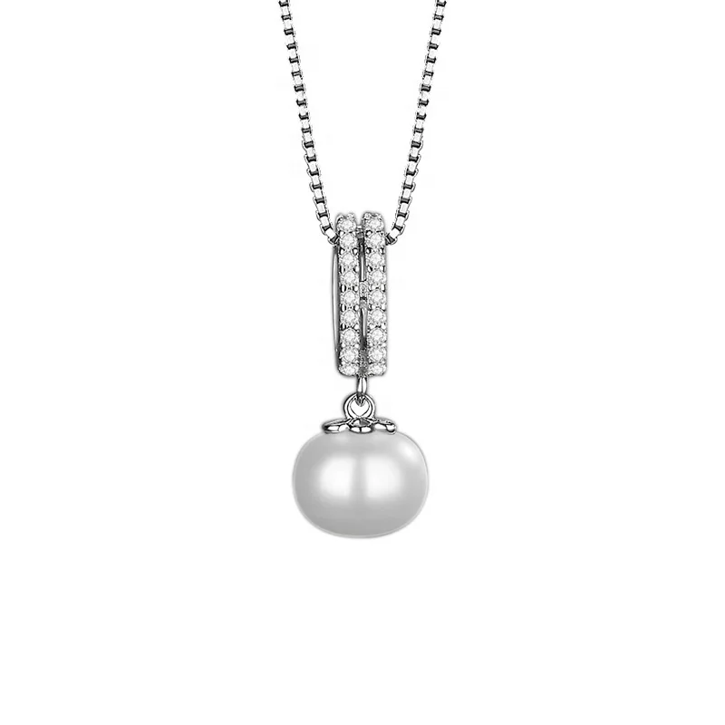 

Free Shipping Jewelry 100% Pure 925 Sterling Silver Necklace Pearl, White