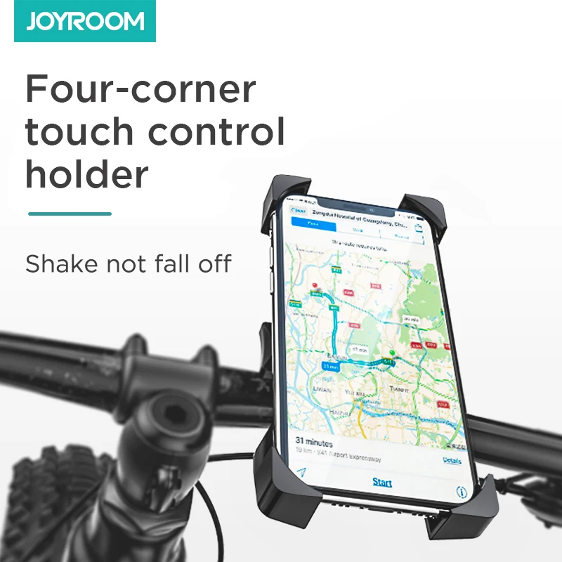 

Joyroom Bicycle Cell Phone Holder Amazon Top Seller Custom Logo Wholesale New High Quality Mobile Phone Stand Bike Phone Holder, Black