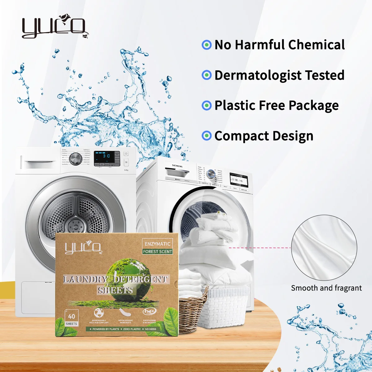 Factory Wholesale Condensed Eco Friendly Laundry Sheets No Fluorescent Agent Biodegradable Forest Scent Laundry Detergent Strips