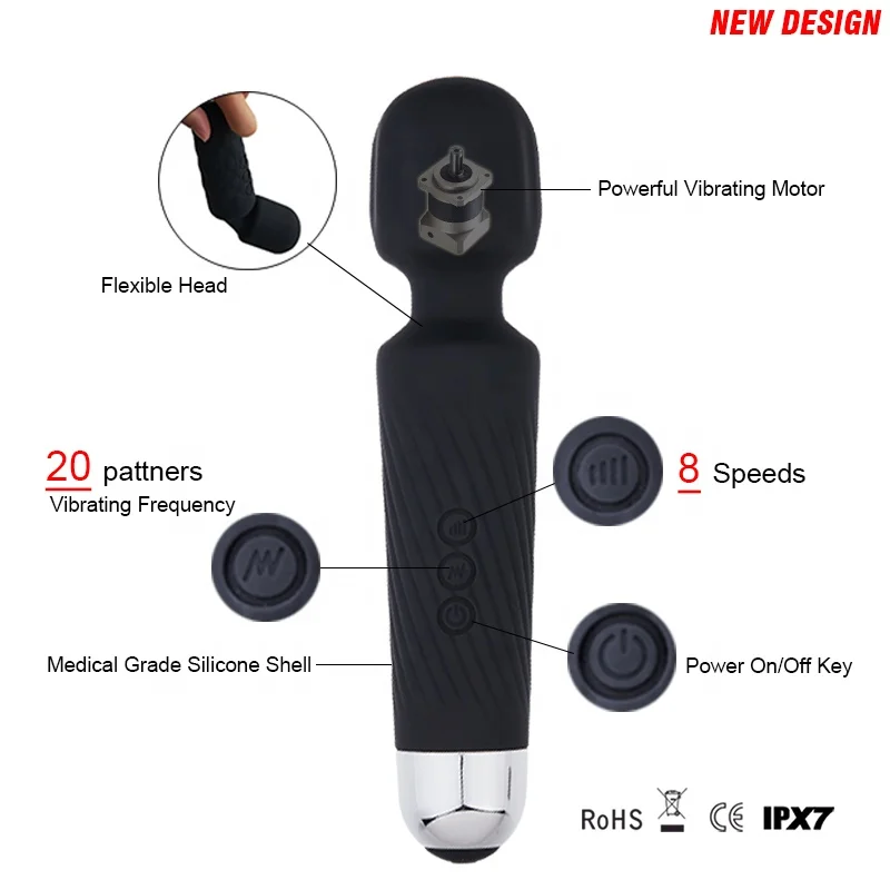 
purple color cordless rechargeable av magic vibrating massager 