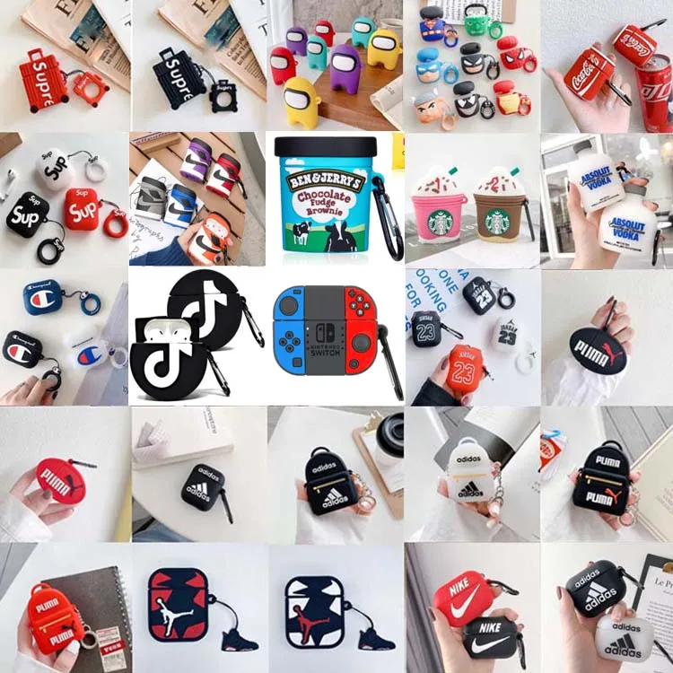 

Hot Sell Creative 3D Silicone Cartoons Case For 1 2 Gen Pro Airpods Earphone Food Drinks Shoes Design Earbuds Fast Shipping