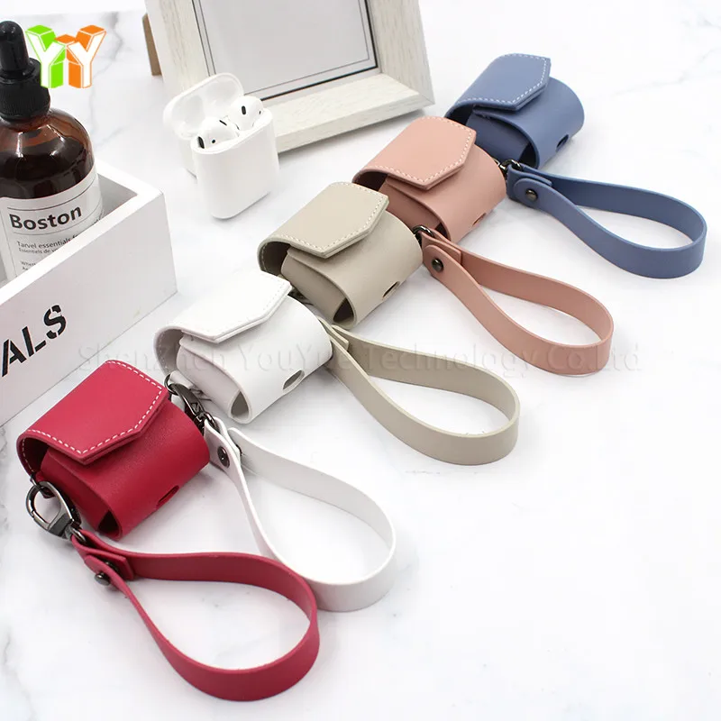 

PU Leather pods Case Earphone Wireless headset Full Cover Protector with Hook