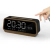 China Wholesale Colorful Wood Portable Wireless Bluetooth Speaker With Mirror Dual Alarm Clock Support BT AUX FM TF Function