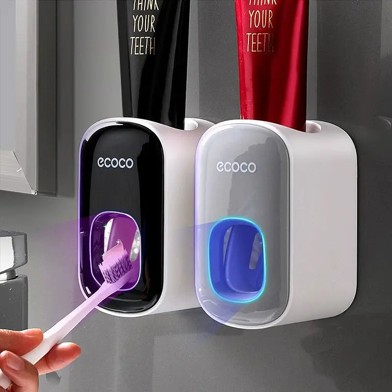 

Wall Mount Automatic Toothpaste Dispenser Holder Squeezer, Black/gray