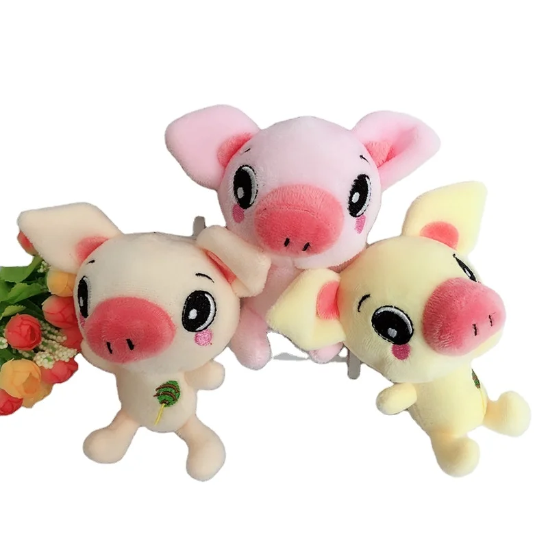 

embroidered emoticon pattern plush keychain big ears round nostrils stuffed pig pendant toy can be handmade DIY wear clothes